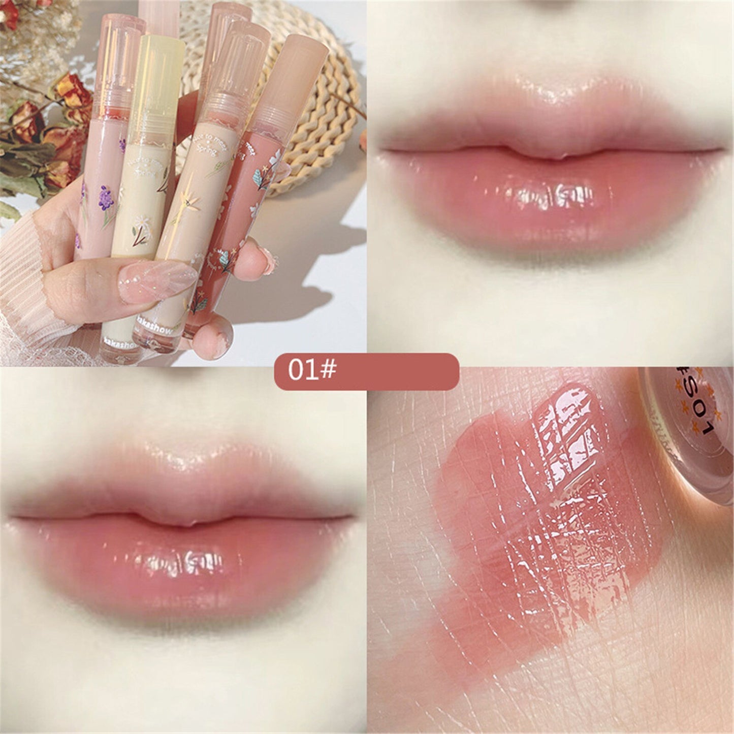 Grapefruit ColorsGlossy Lip Glaze Mirror Moisturizing Lip Glaze Water Mist Lippenstift